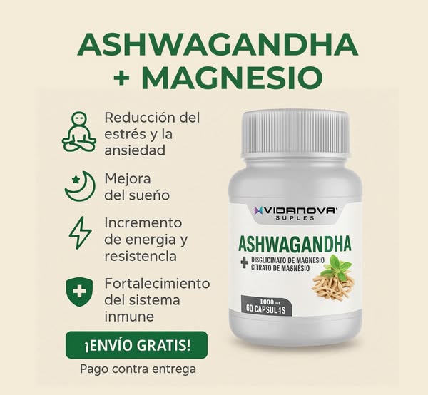 Ashwagandha + Magnesio 1000mg 60 Caps Premium™